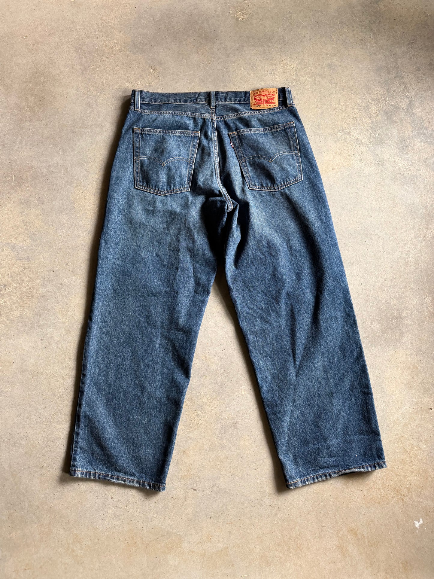 Levis Dark Wash 578 Baggy Denim Jeans Sz 36x32