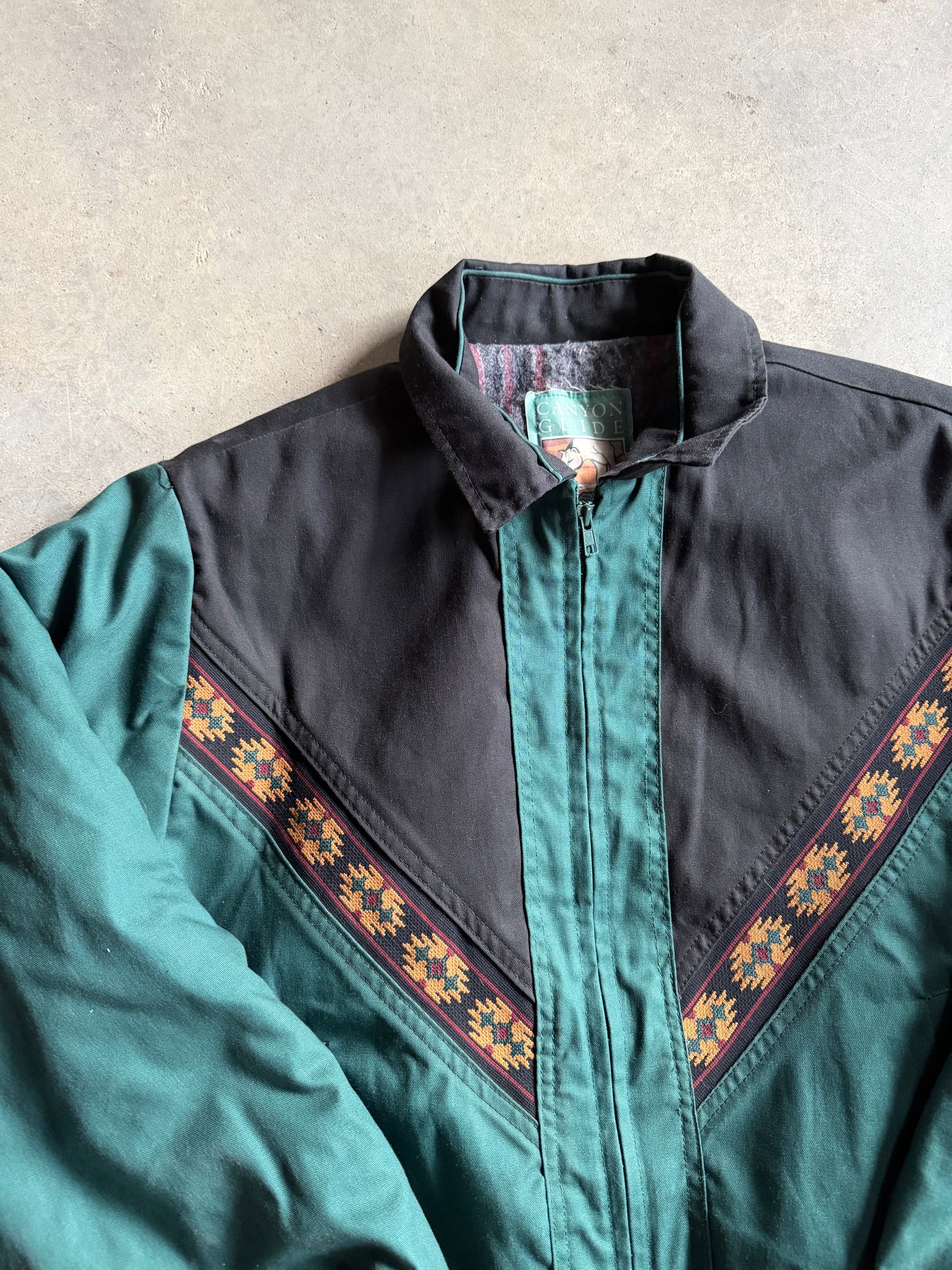 VTG Canyon Guide Green Aztec Jacket Sz L