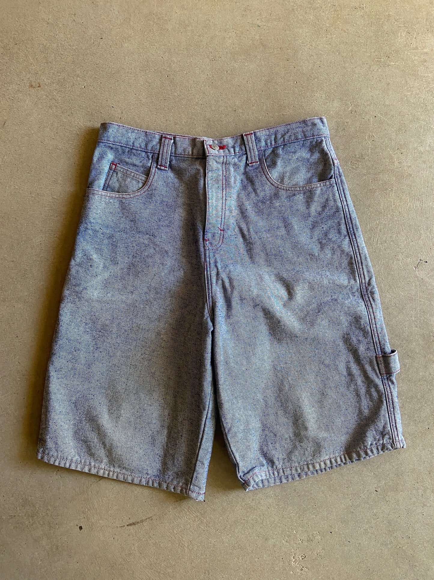Y2K Red Contrast Stitch Denim Shorts Sz 38