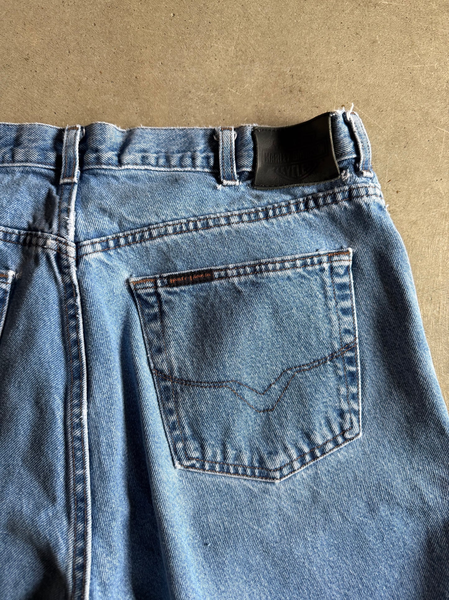 Harley Davidson Blue Denim Jeans Sz 38x32