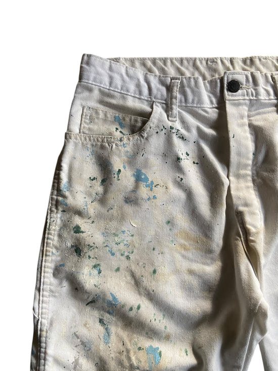 VTG Dickies Blue/Green Paint Splash Pants Sz 34x31