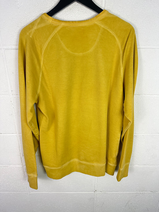 Saturdays NYC Reverse Faded Washed Yellow Sweater Sz L