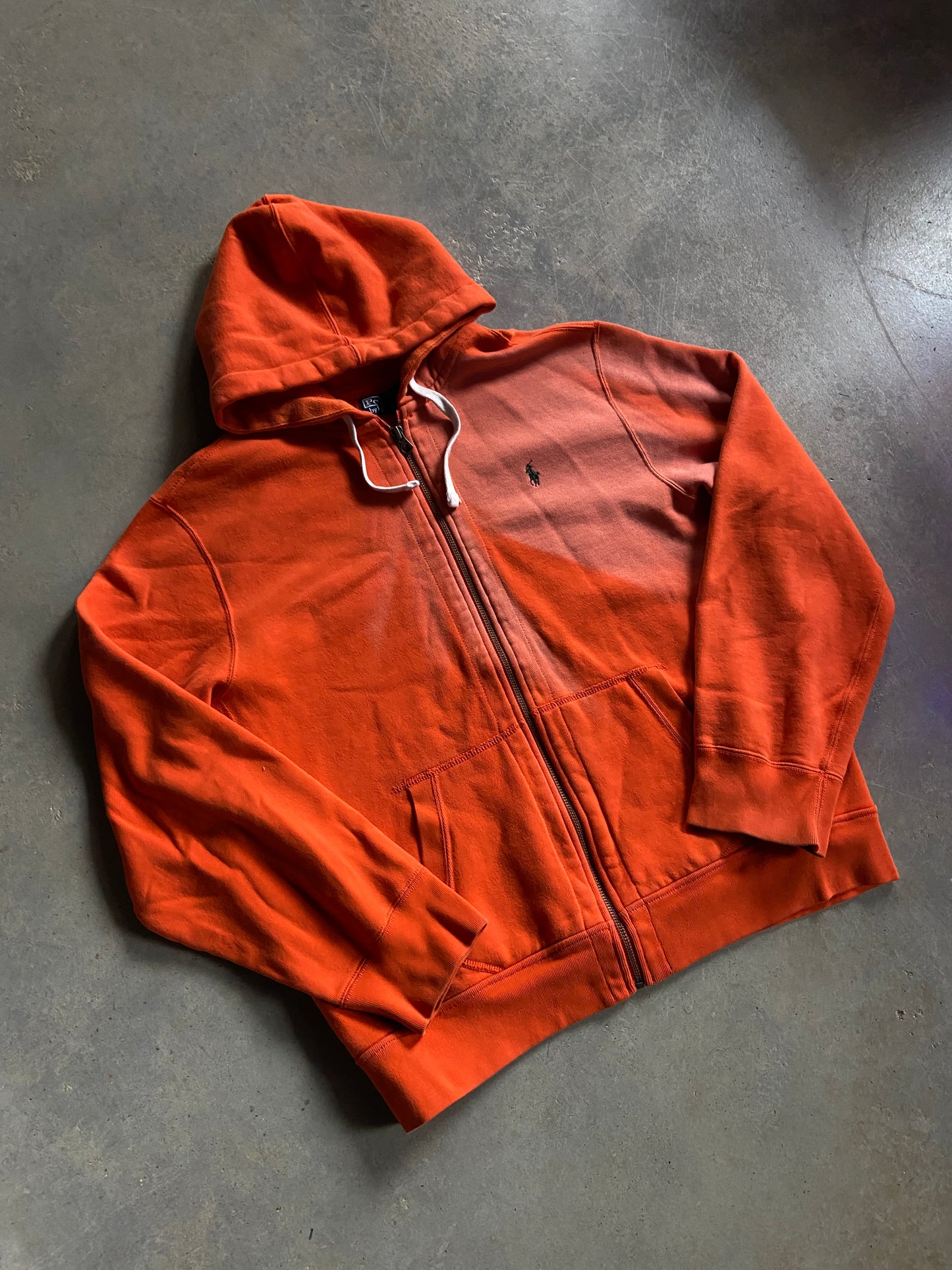 VTG Polo Ralph Lauren Faded Orange Zip Up Hoodie Sz L/XL