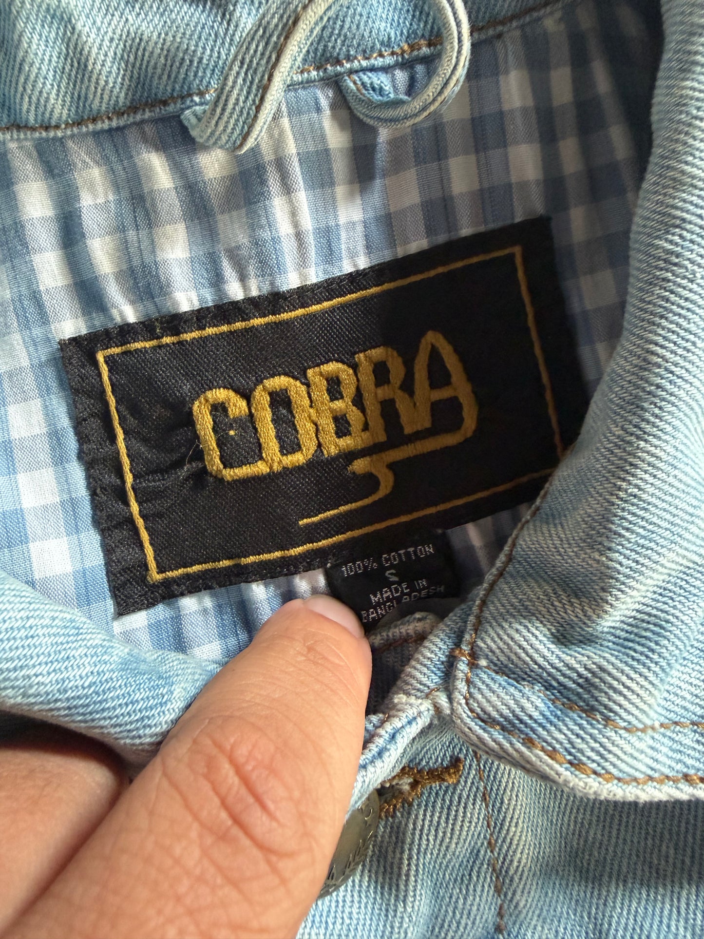 VTG Cobra Light Wash Denim Jacket Sz M