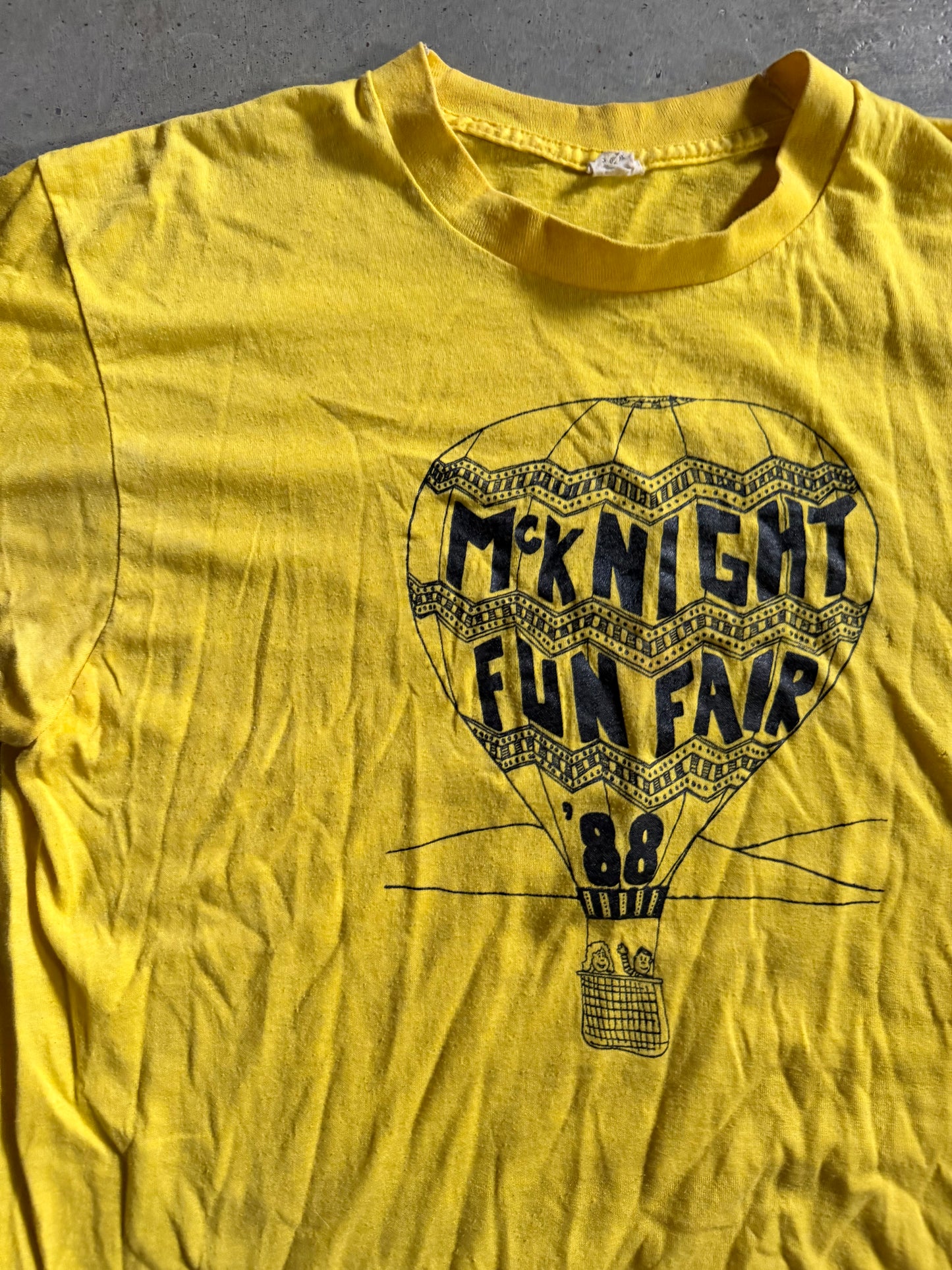 VTG McKnight Fun Fair 1988 Yellow Tee Sz M