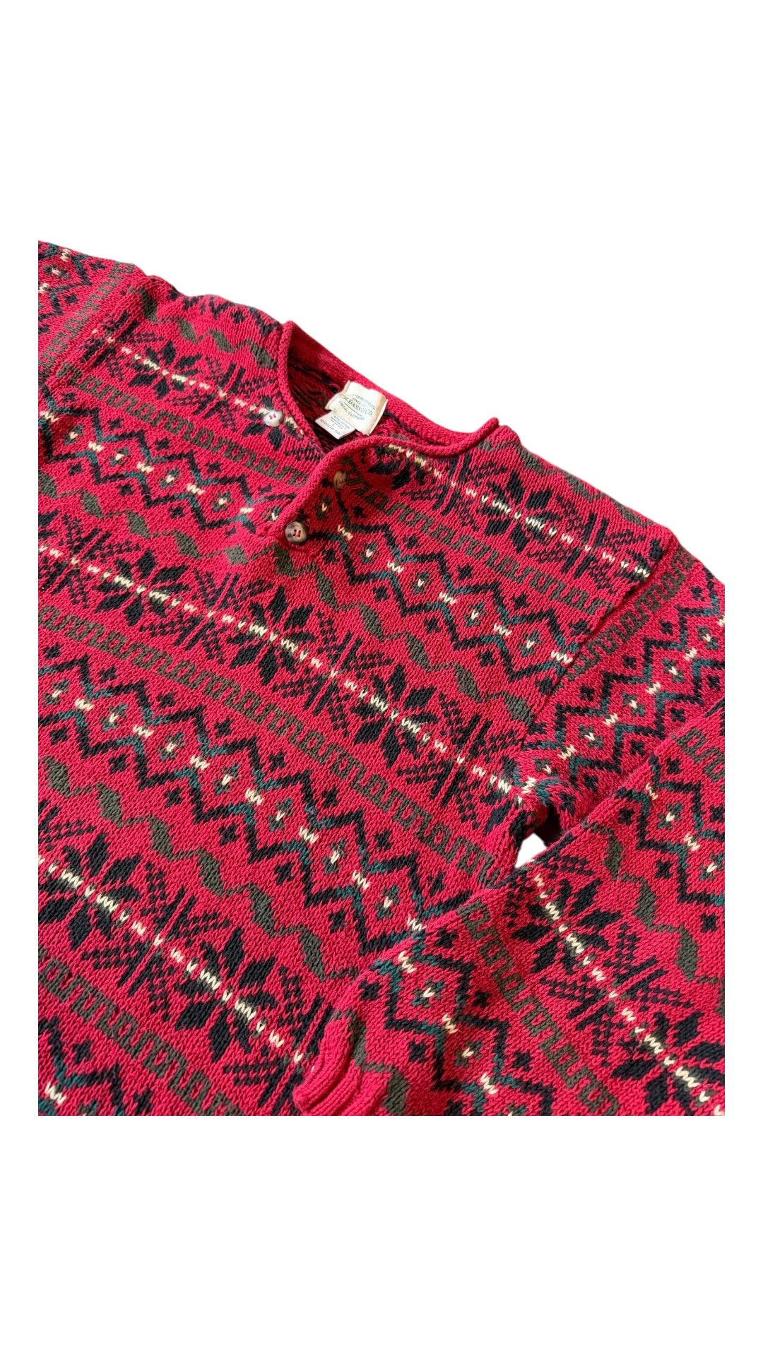 VTG GH Bass Knit Henley Sweater Sz M