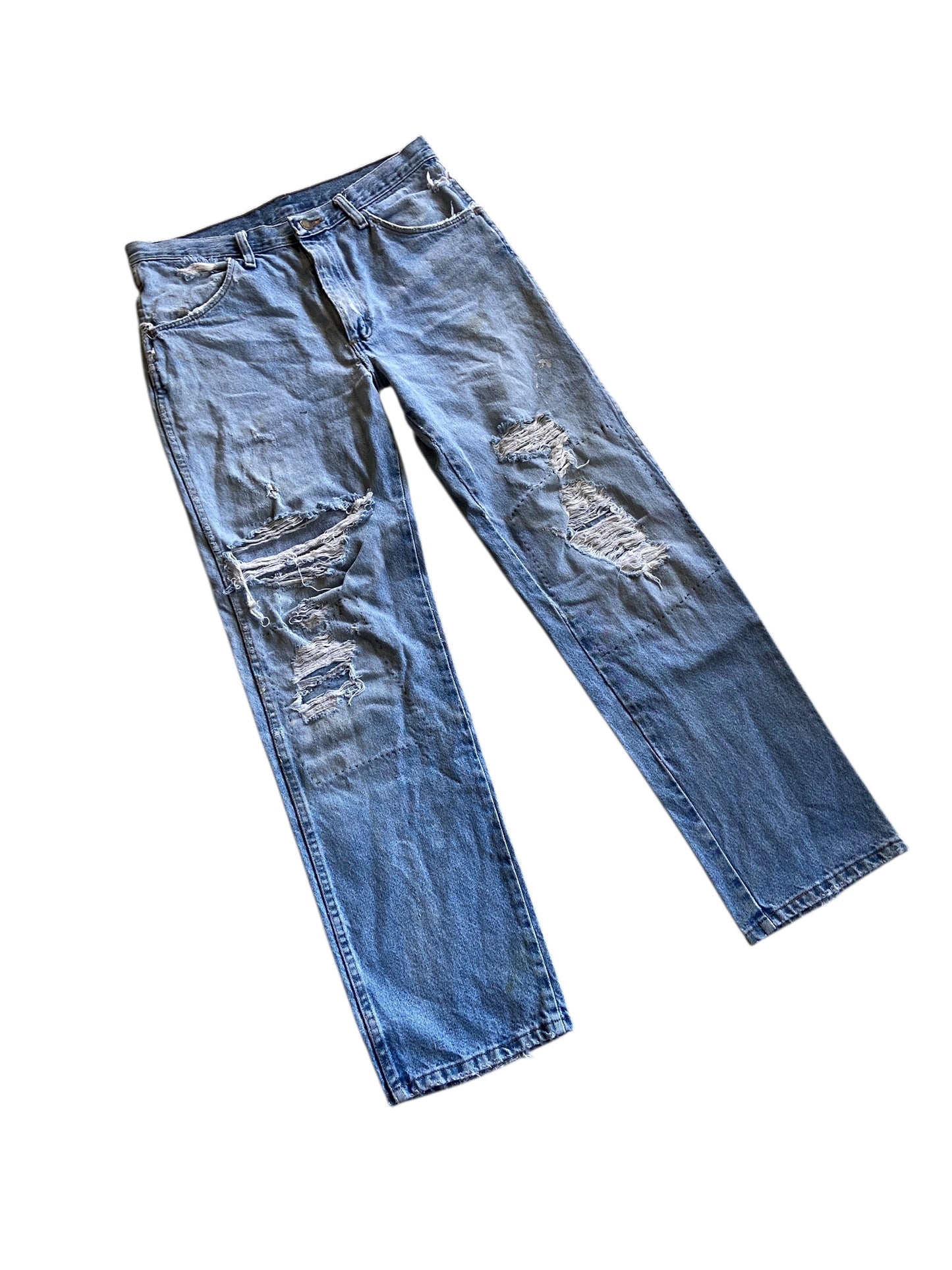 VTG Distressed Rustler Light Wash Jeans Sz 32x30