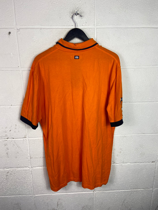 Y2K Ecko Unltd Orange Emblem Polo Shirt Sz XL