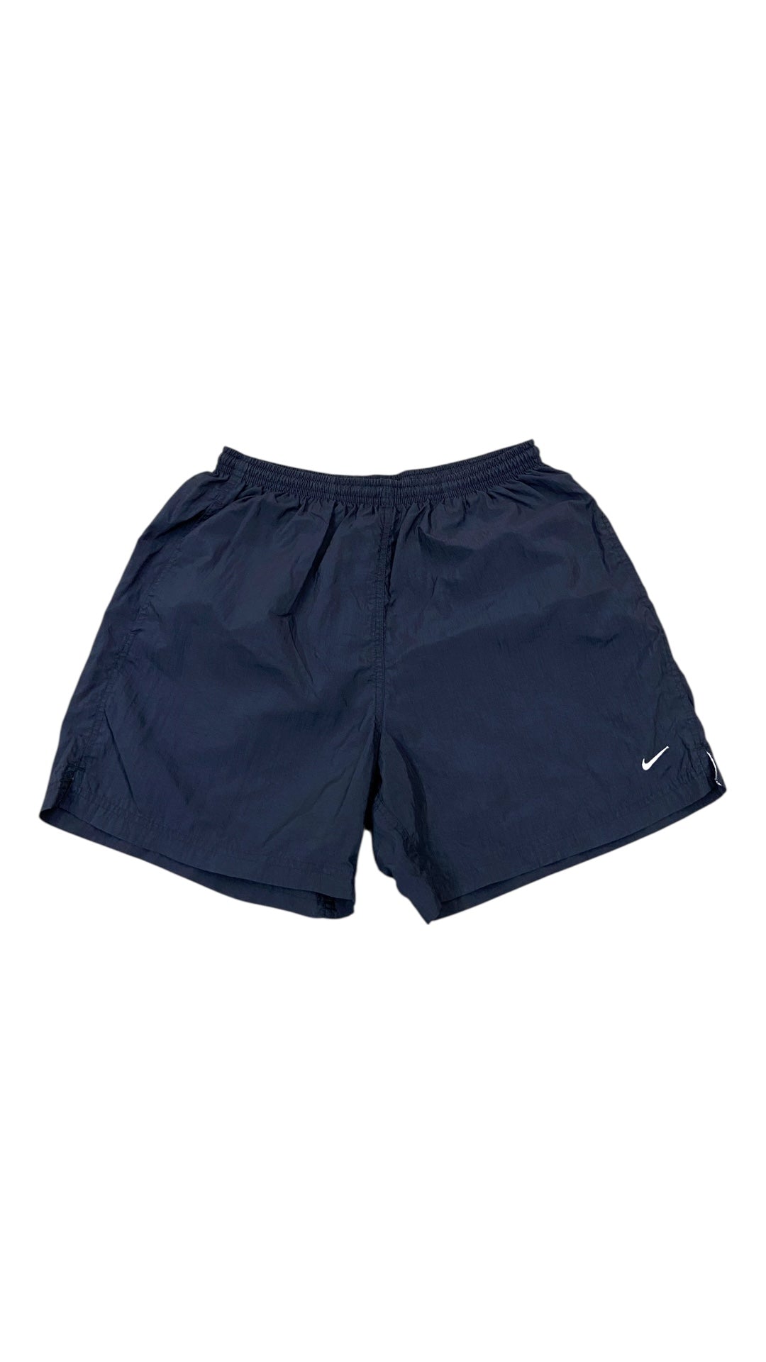 VTG Nike Silver Tag Black Mini Swoosh Shorts Sz Yth Med
