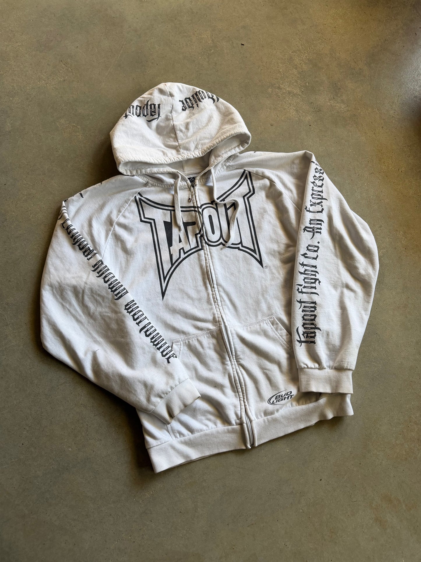 Y2K Tapout Spellout Logo Zip up Hoodie Sz XL