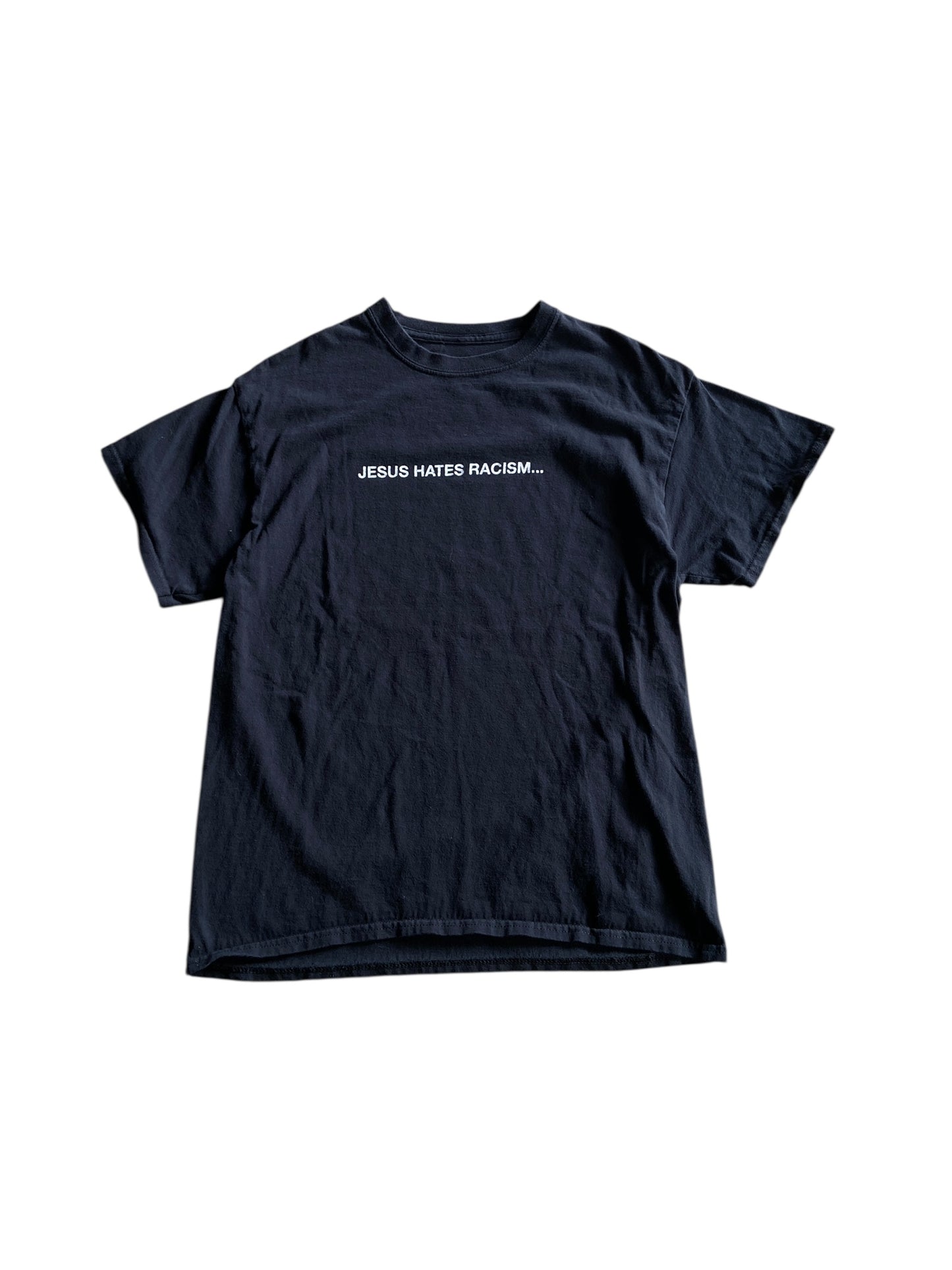 VTG Jesus Hates Racism Text Tee Sz M