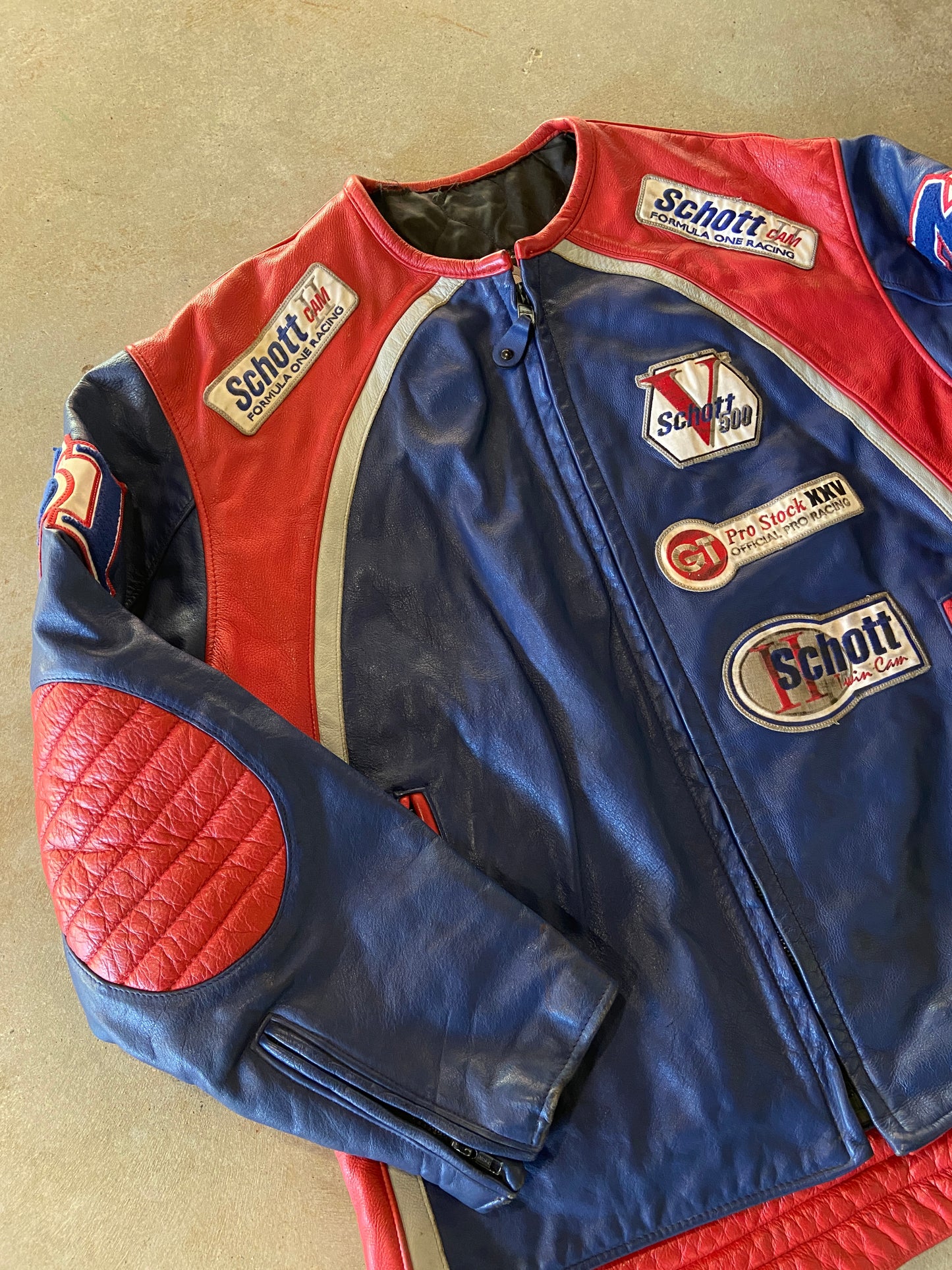 VTG Schott NYC Formula One Racing Leather Jacket Sz XXL