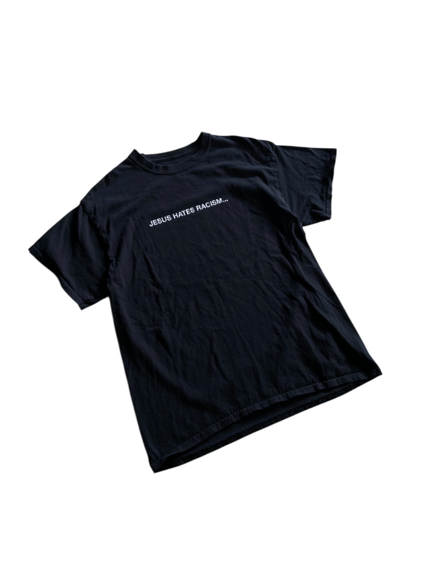 VTG Jesus Hates Racism Text Tee Sz M