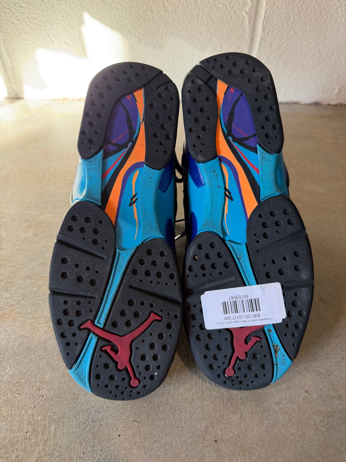 Preowned Jordan 8 Retro Aqua (2015) (GS) Sz 6Y/7.5W