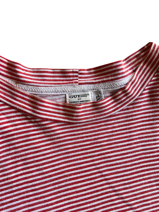 VTG Guess Jeans Red Stripe Tee Sz XL/2XL