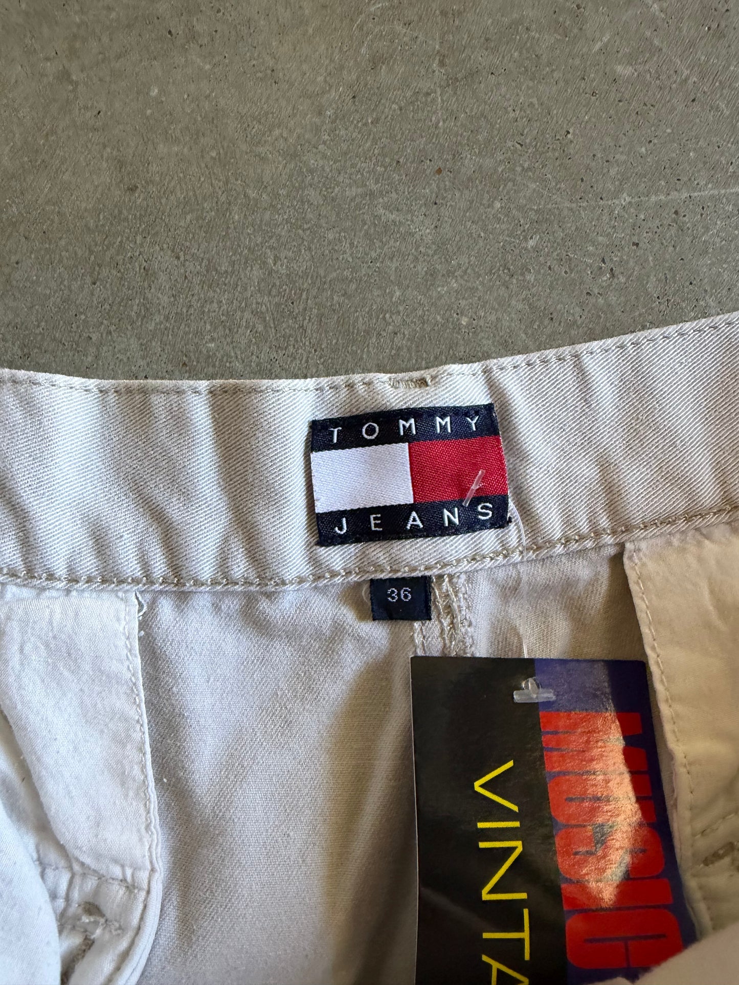 Y2K Tommy Hilfiger Khaki Cargo Baggy Jorts Sz 36