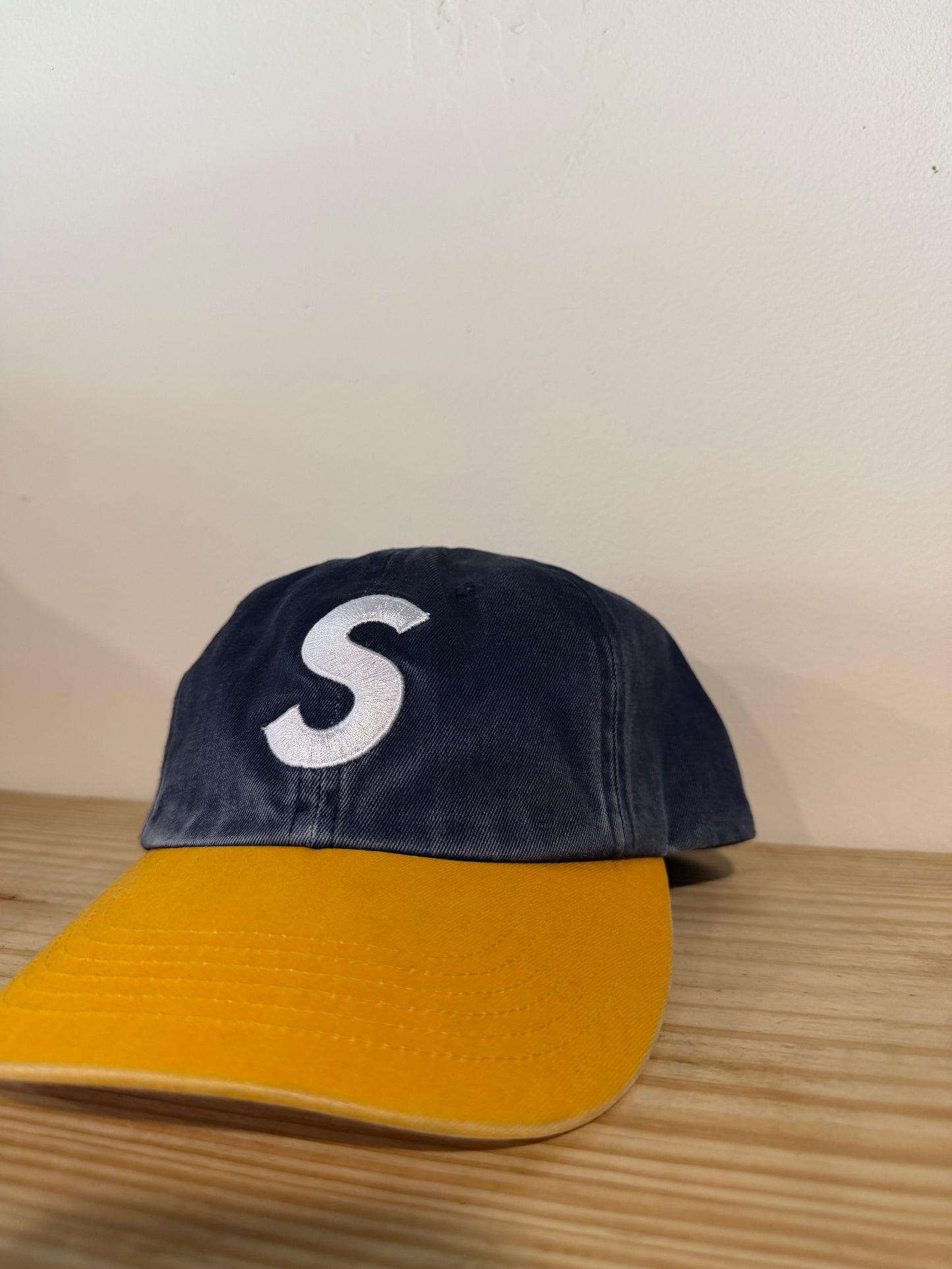 Supreme Pigment Coated 2 Tone S Logo 6 Panel Navy Hat