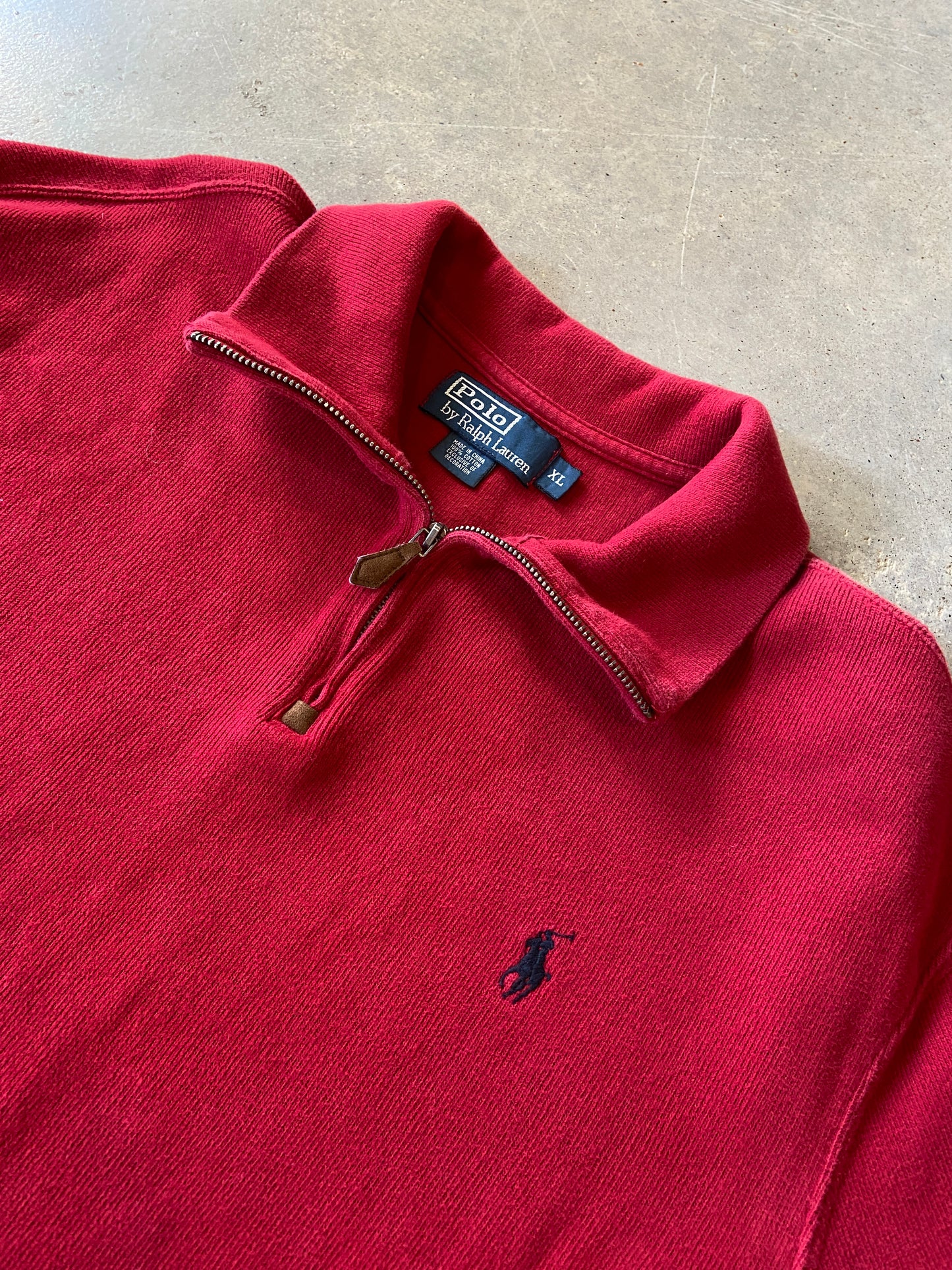 VTG Polo Ralph Lauren Quarter-Zip Burgundy Sweater Sz XL