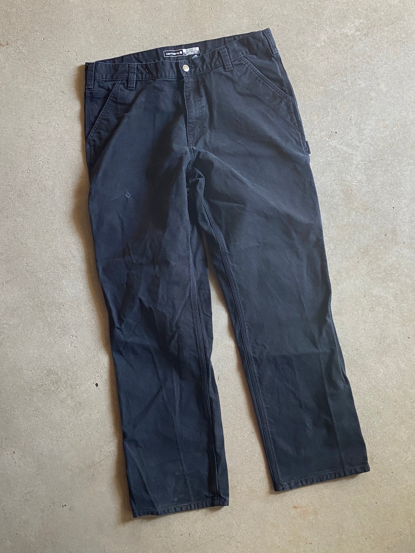 Carhartt Ash Black Faded Canvas Work Pants Sz 36x32