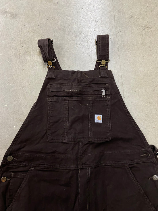 Wmns Carhartt Double Knee Brown Overalls Sz Wmns L