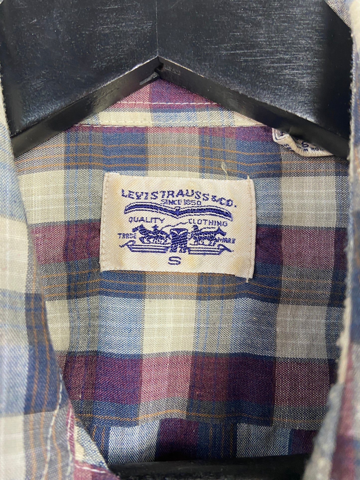 Y2K Levi's Purple/Blue Plaid Pearlsnap Shirt Sz S/M