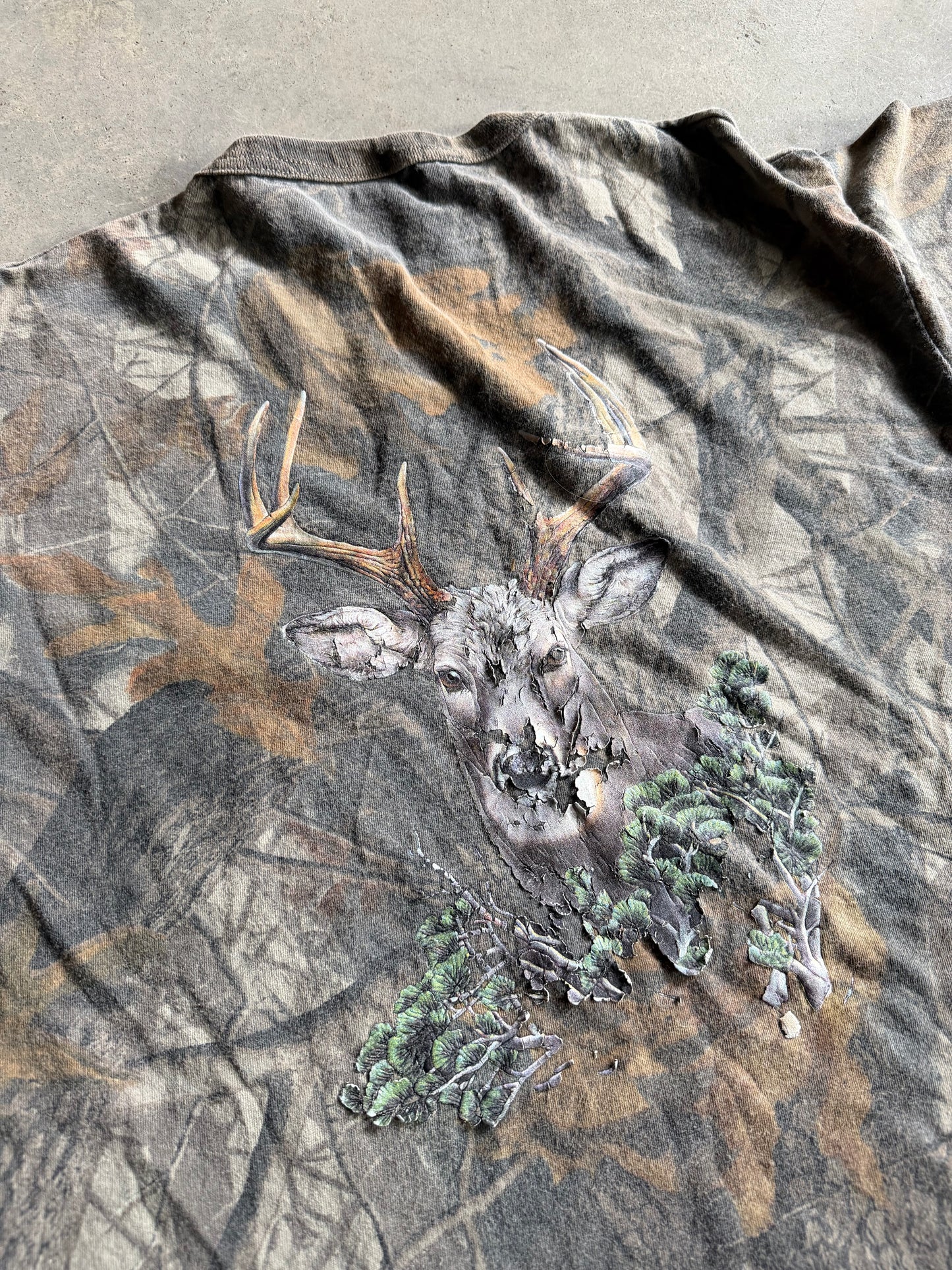 VTG Camo Deer LS Tee Sz L
