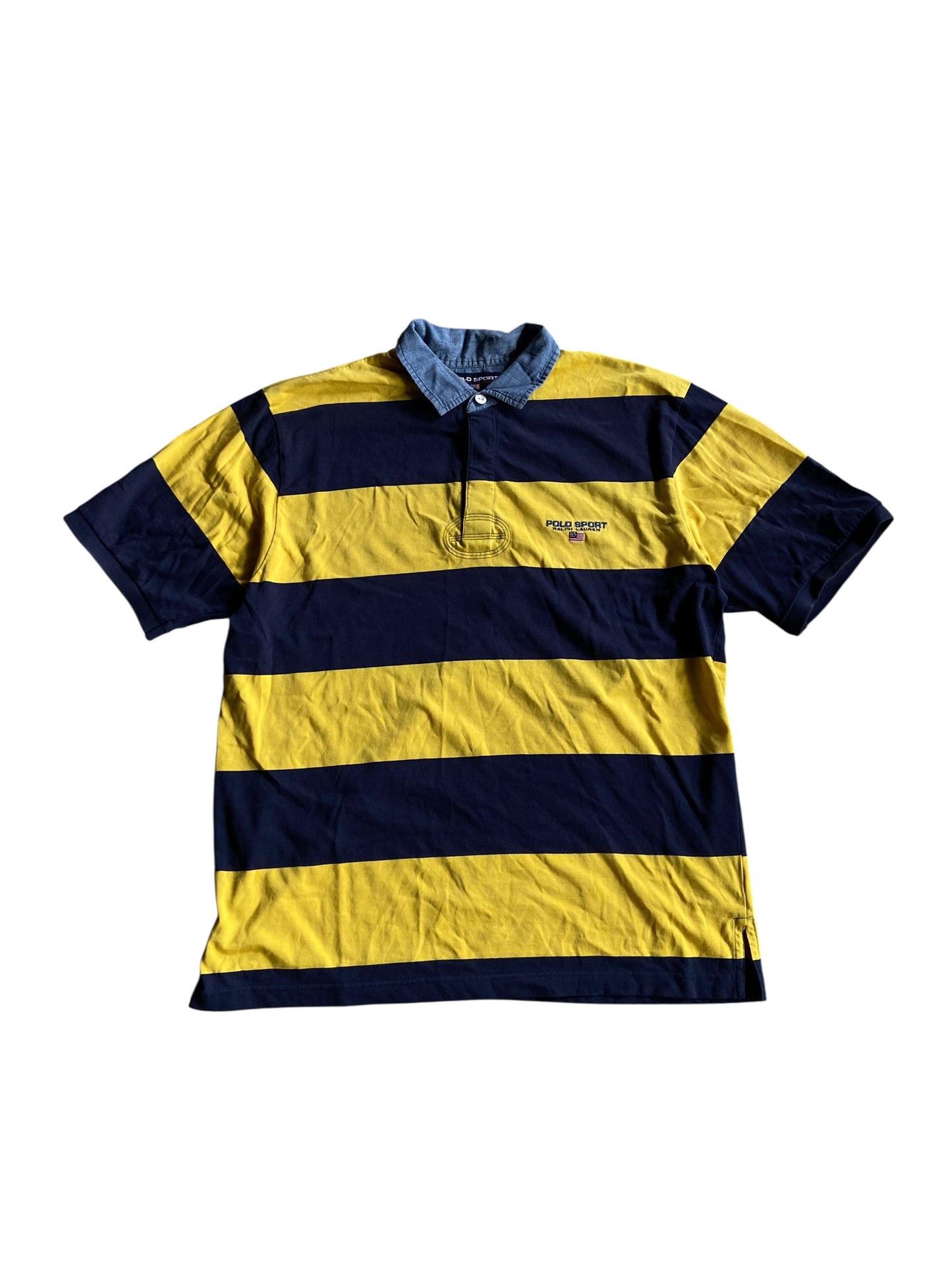 Polo Sport Maize Yellow Striped Polo Shirt Sz XL