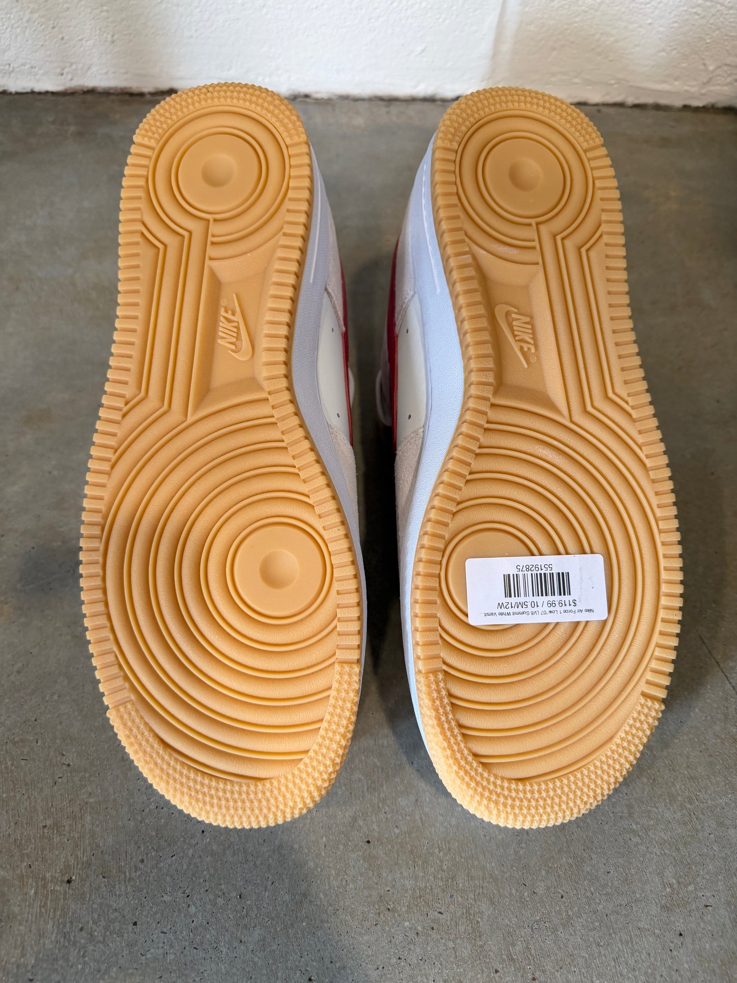 Nike Air Force 1 Low '07 LV8 Summit White Varsity Red Gum Sz 10.5M/12W IB6388-101