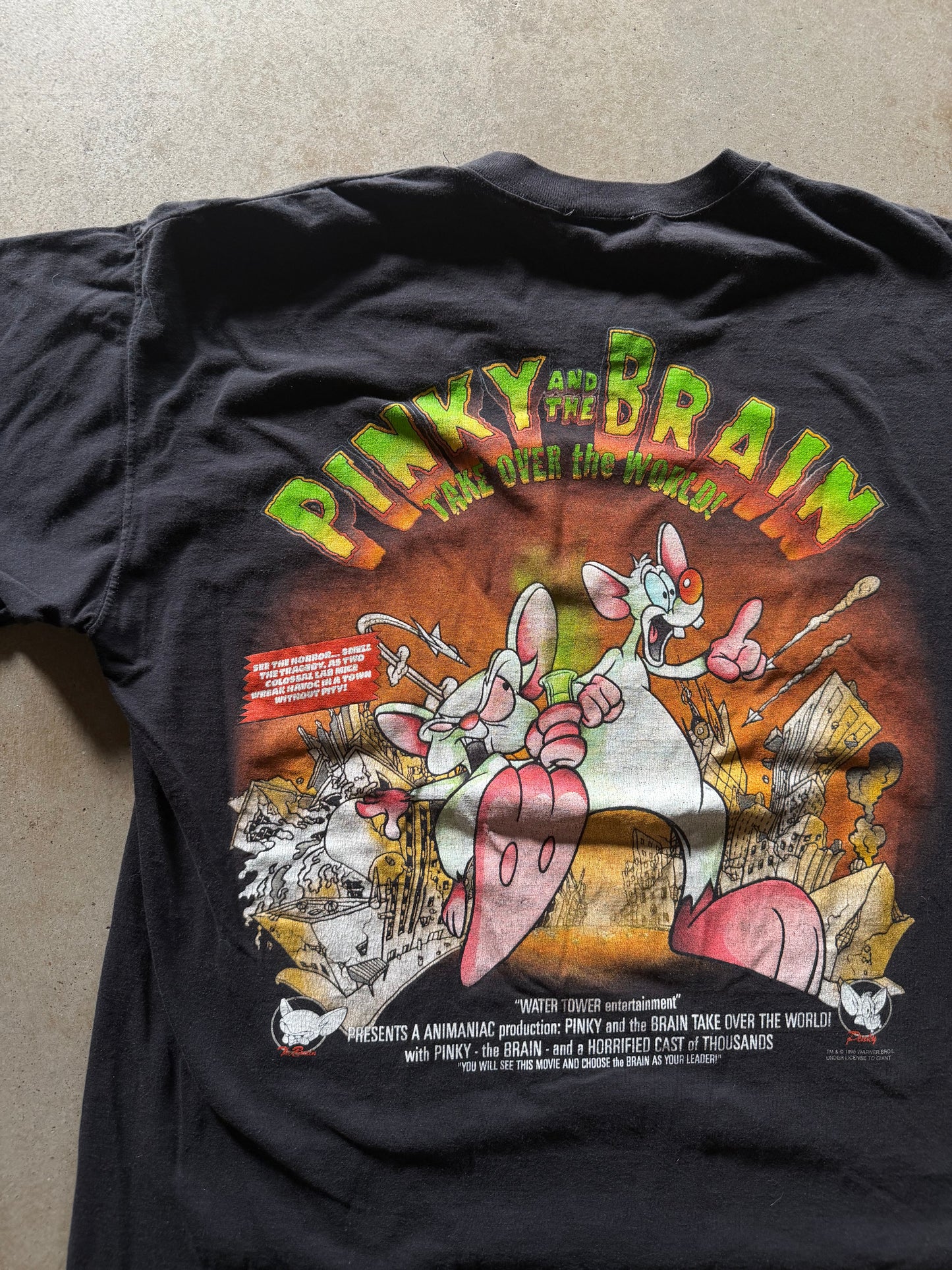 VTG Animaniac Pinky & The Brain Take Over The World Tee Sz XL