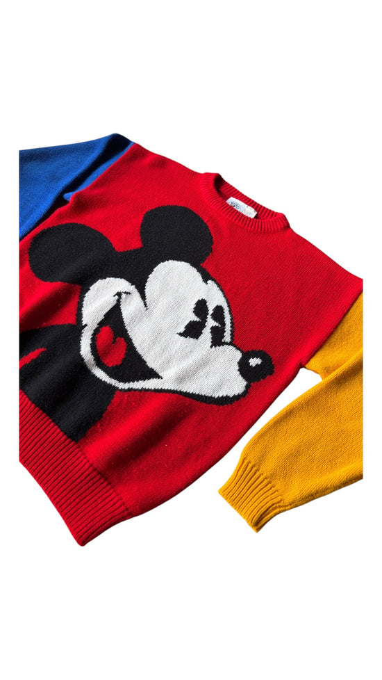 VTG Knitted Mickey Mouse Sweater Sz Small
