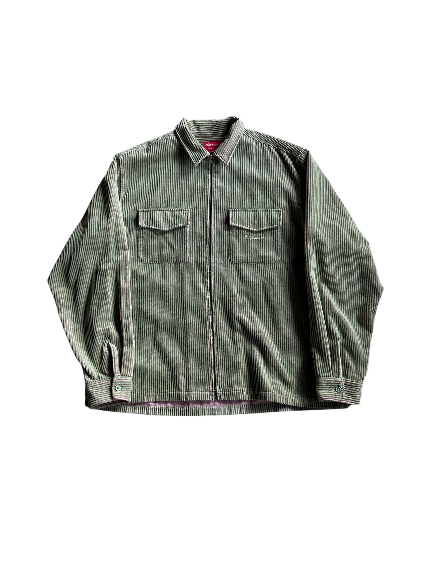 Supreme Wide Whale Old English Corduroy Zip Shirt Sz XL