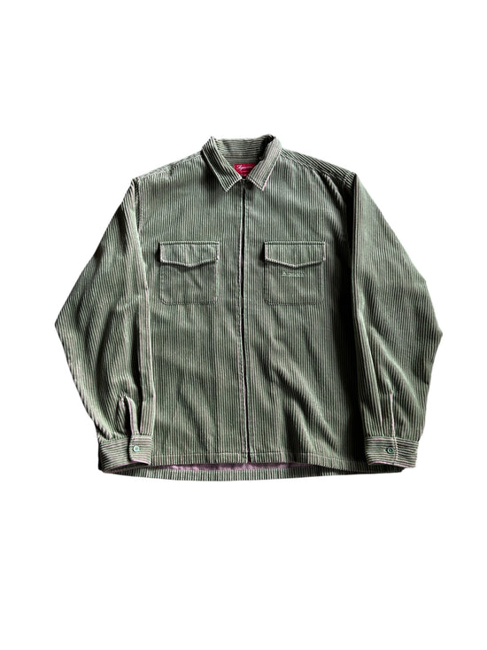Supreme Wide Whale Old English Corduroy Zip Shirt Sz XL