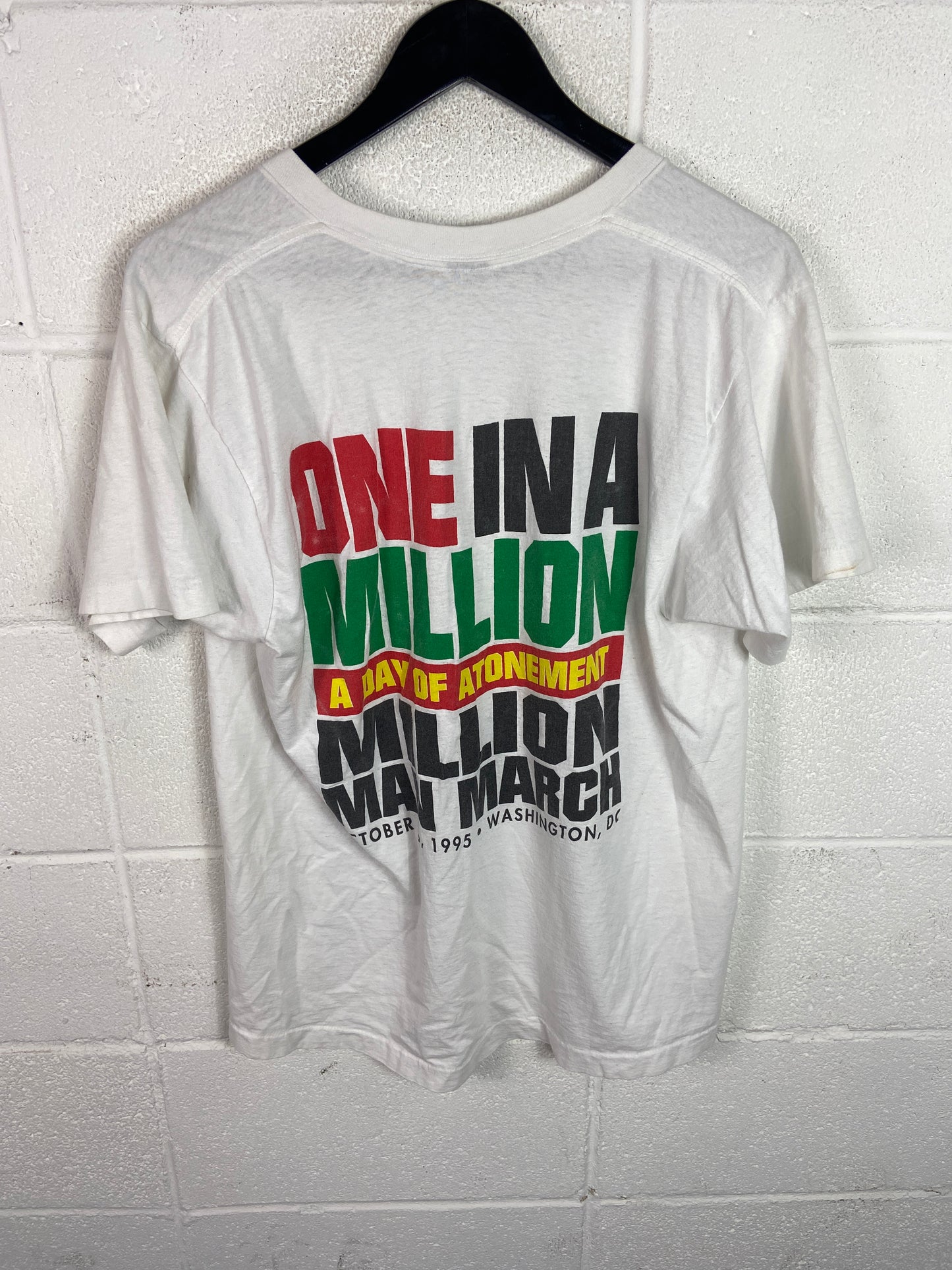 VTG Million Man March V Neck Tee Sz Med