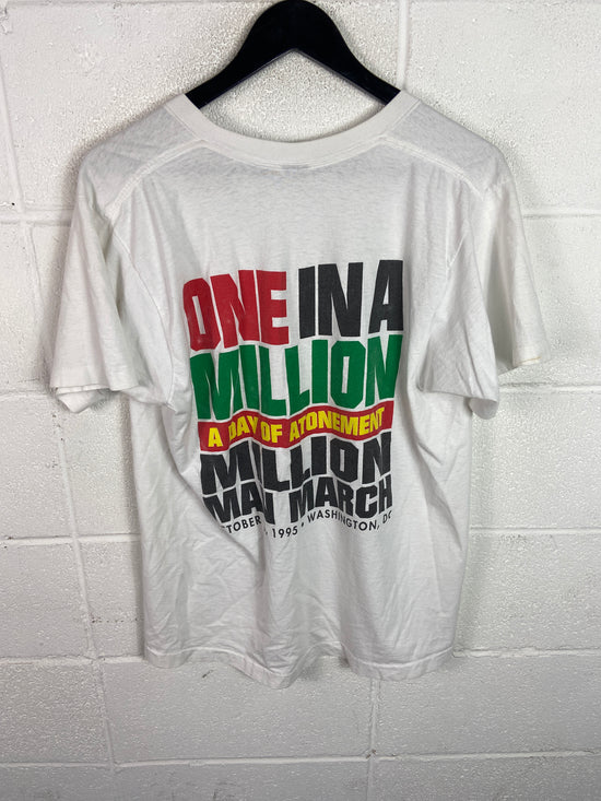 VTG Million Man March V Neck Tee Sz Med