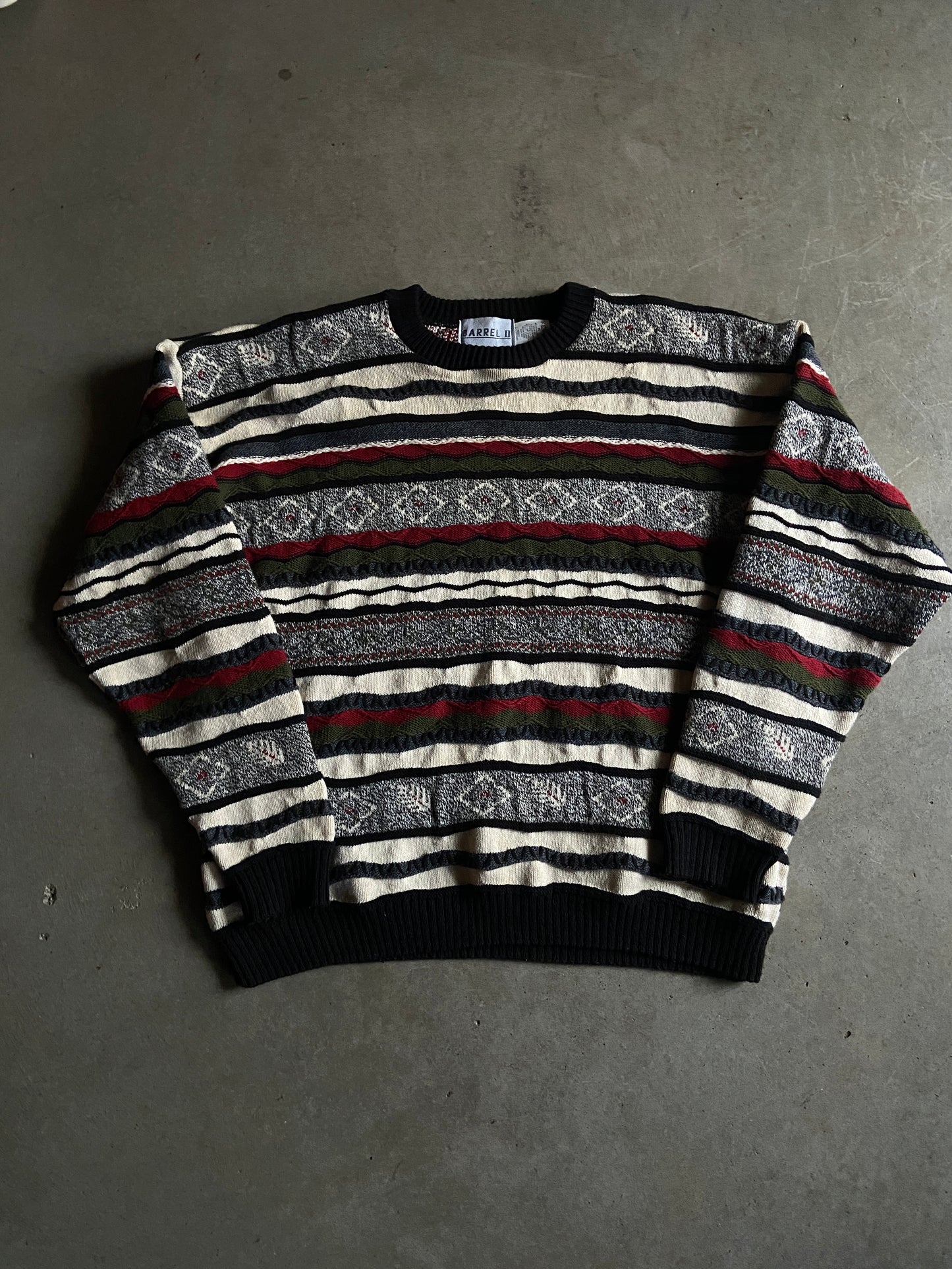 VTG Barrel Green/Red Sweater Sz XL