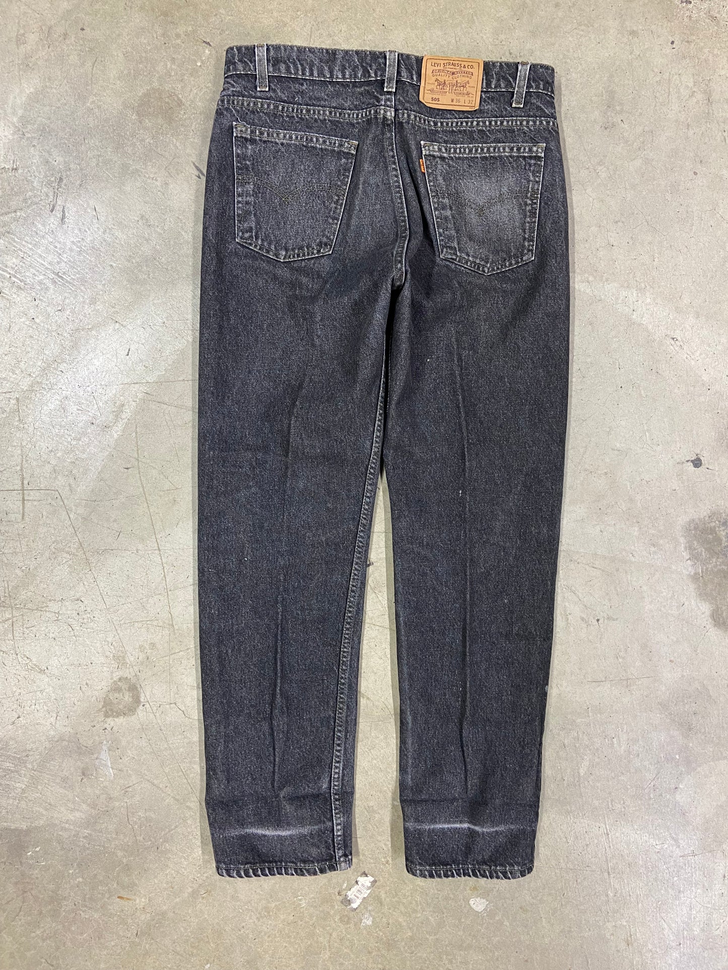 VTG Levi's Orange Tab 505 Black Denim Jeans Sz 36x32