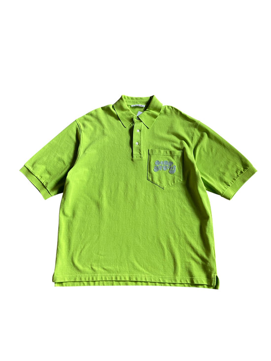 Acne Studios Volt Green Chainstitch Polo Shirt Sz XL
