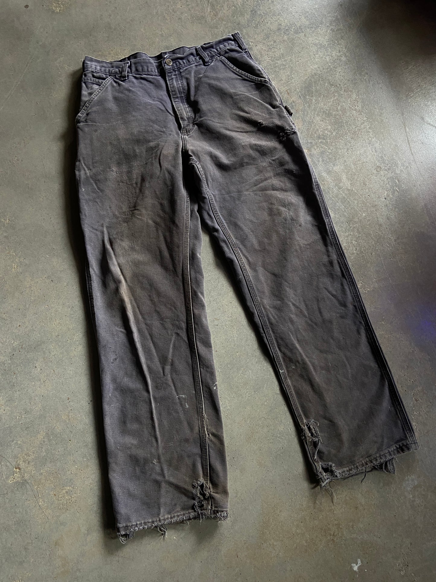 VTG Carhartt Thrashed Gray Pants Sz 34x32