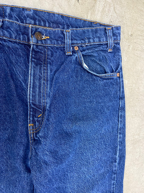 VTG Levi's 505 Orange Tab Blue Cropped Denim Jeans Sz 36x27