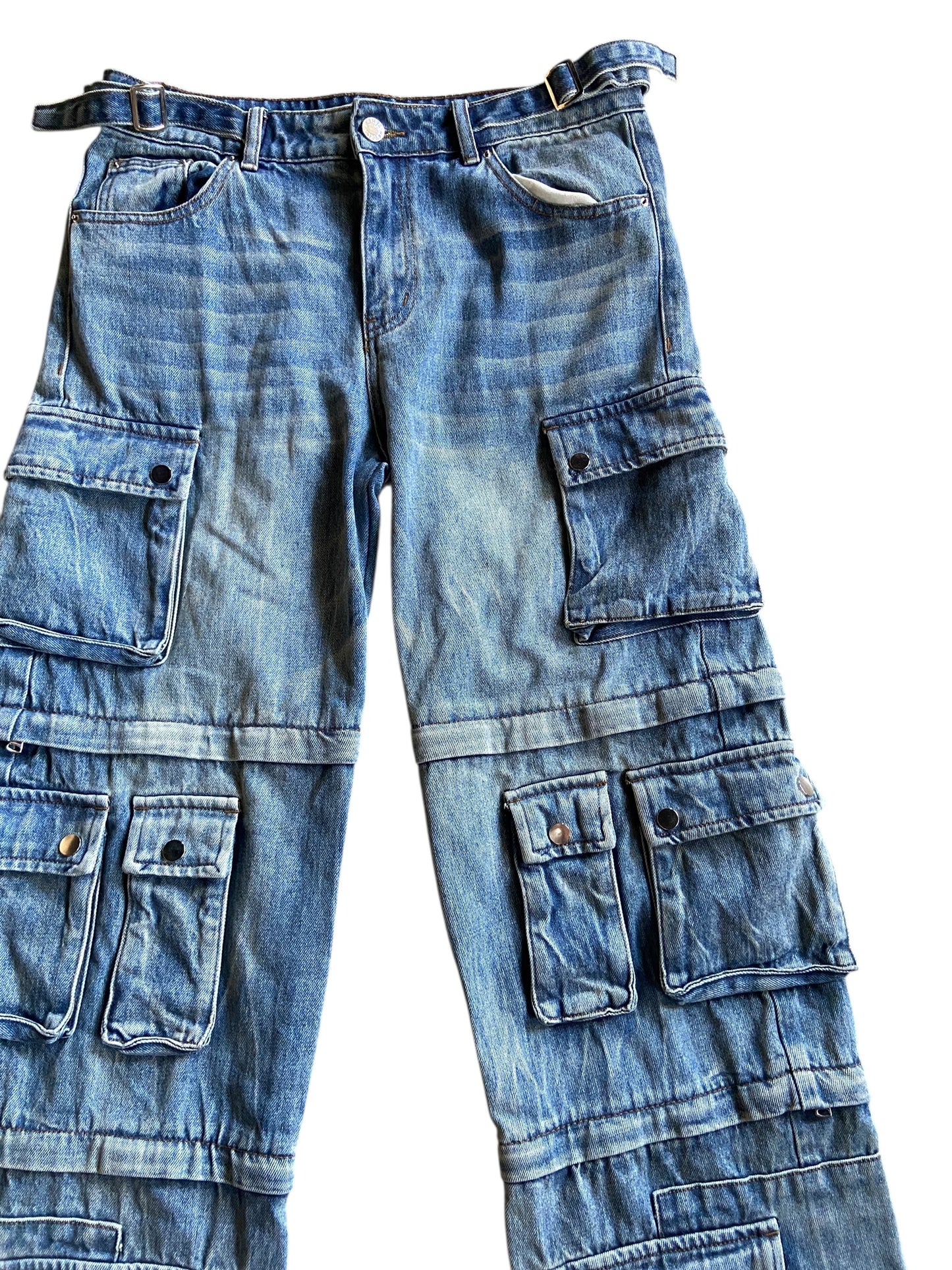 Gemsbyn Deline Stacked Cargo Blue Denim Jeans Sz 34x34