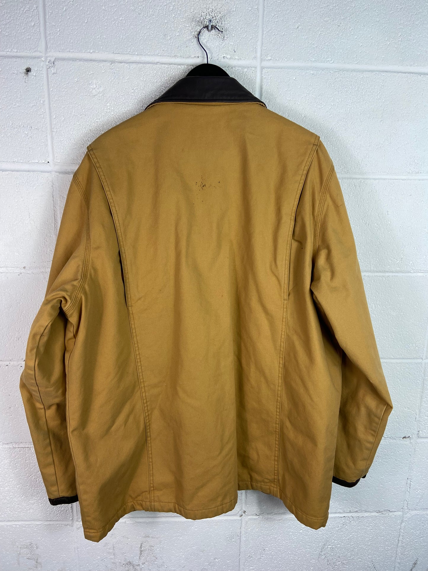 Y2K Timberland Tan Leather Collar Chore Jacket Sz XL