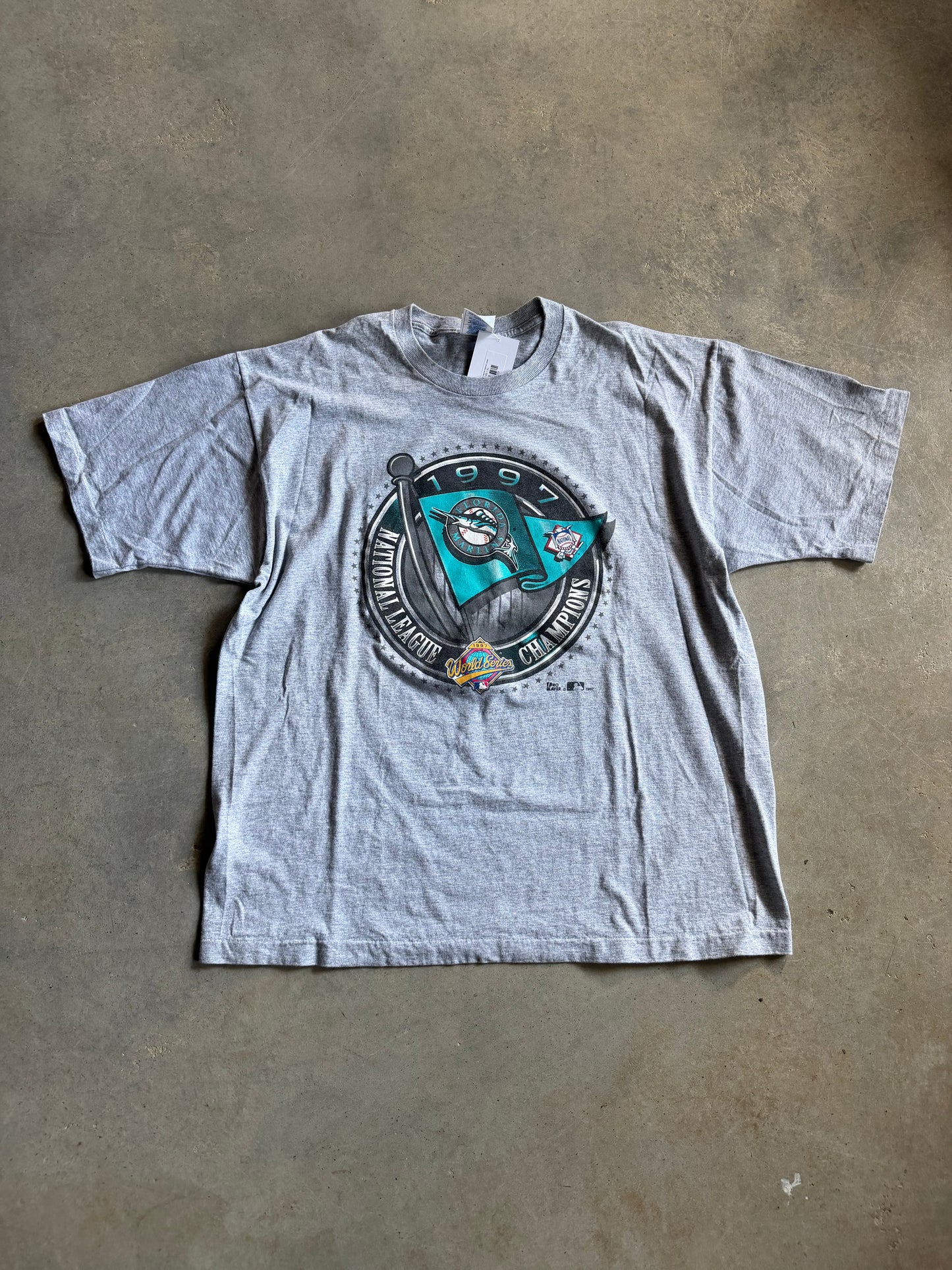 VTG 1997 Florida Marlins National League Champions Tee Sz XL