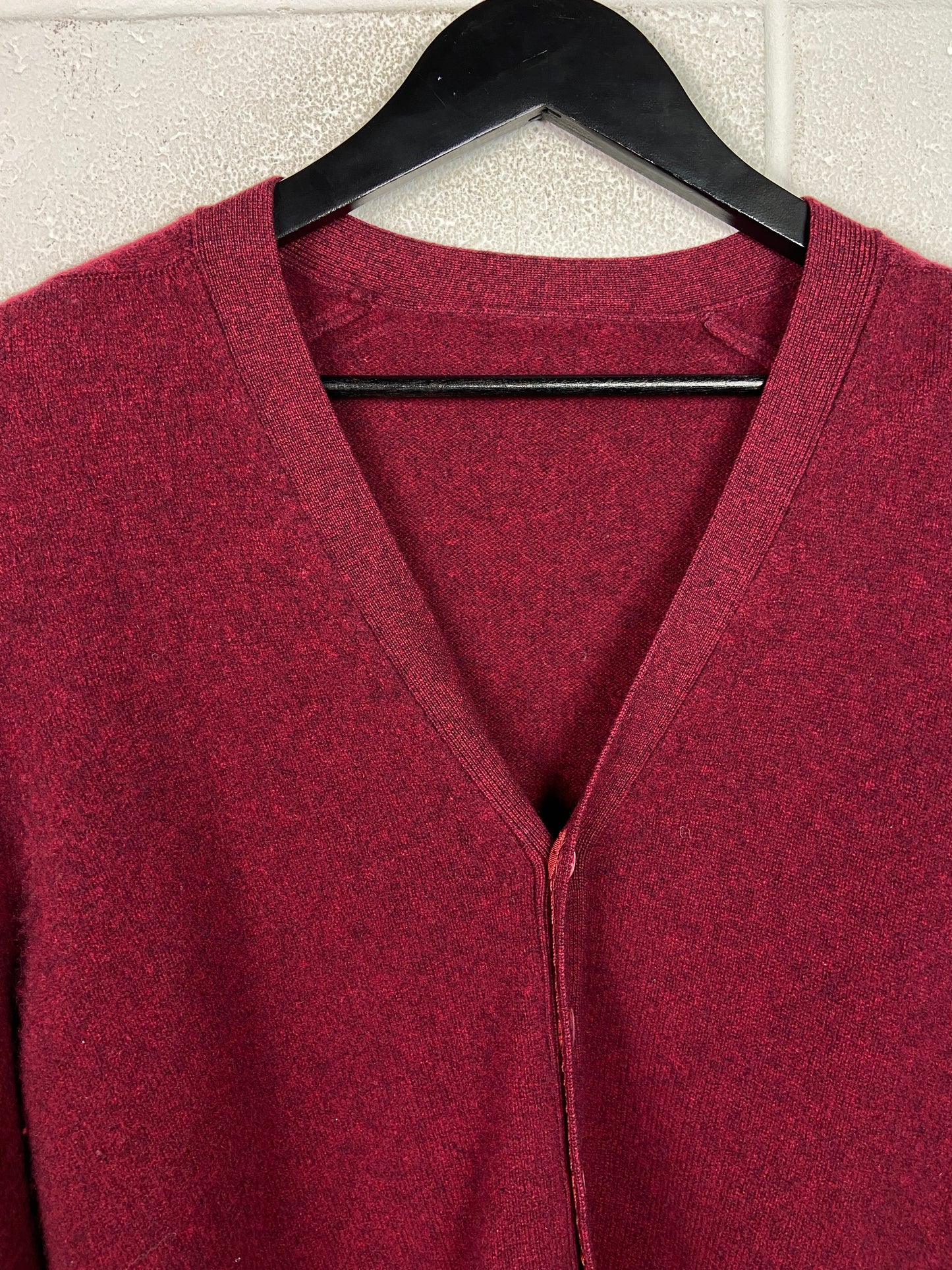 VTG Burgundy Cashmere Button Up Cardigan Sz L