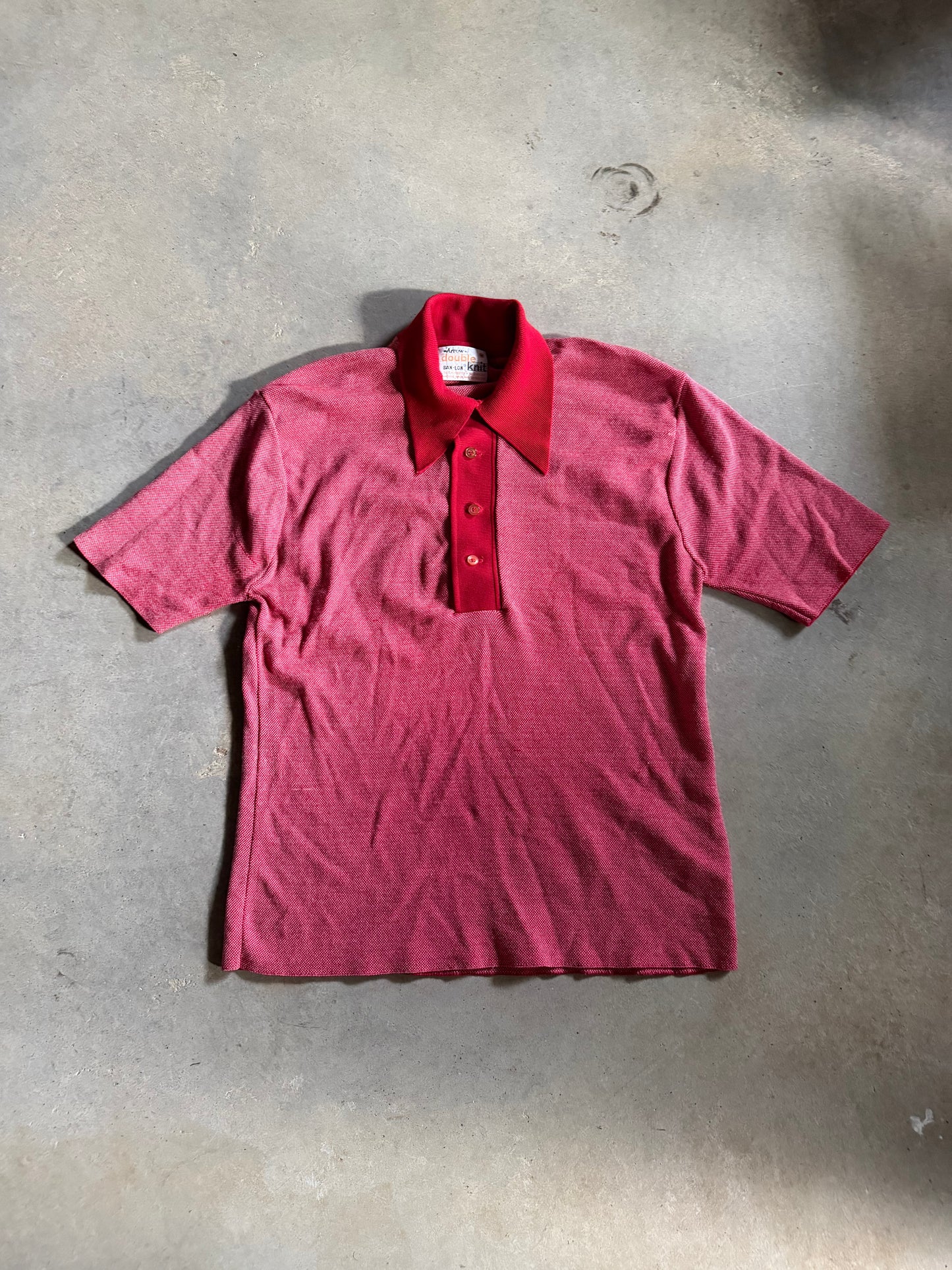 VTG Arrow Double Knit Red Polo Shirt Sz M