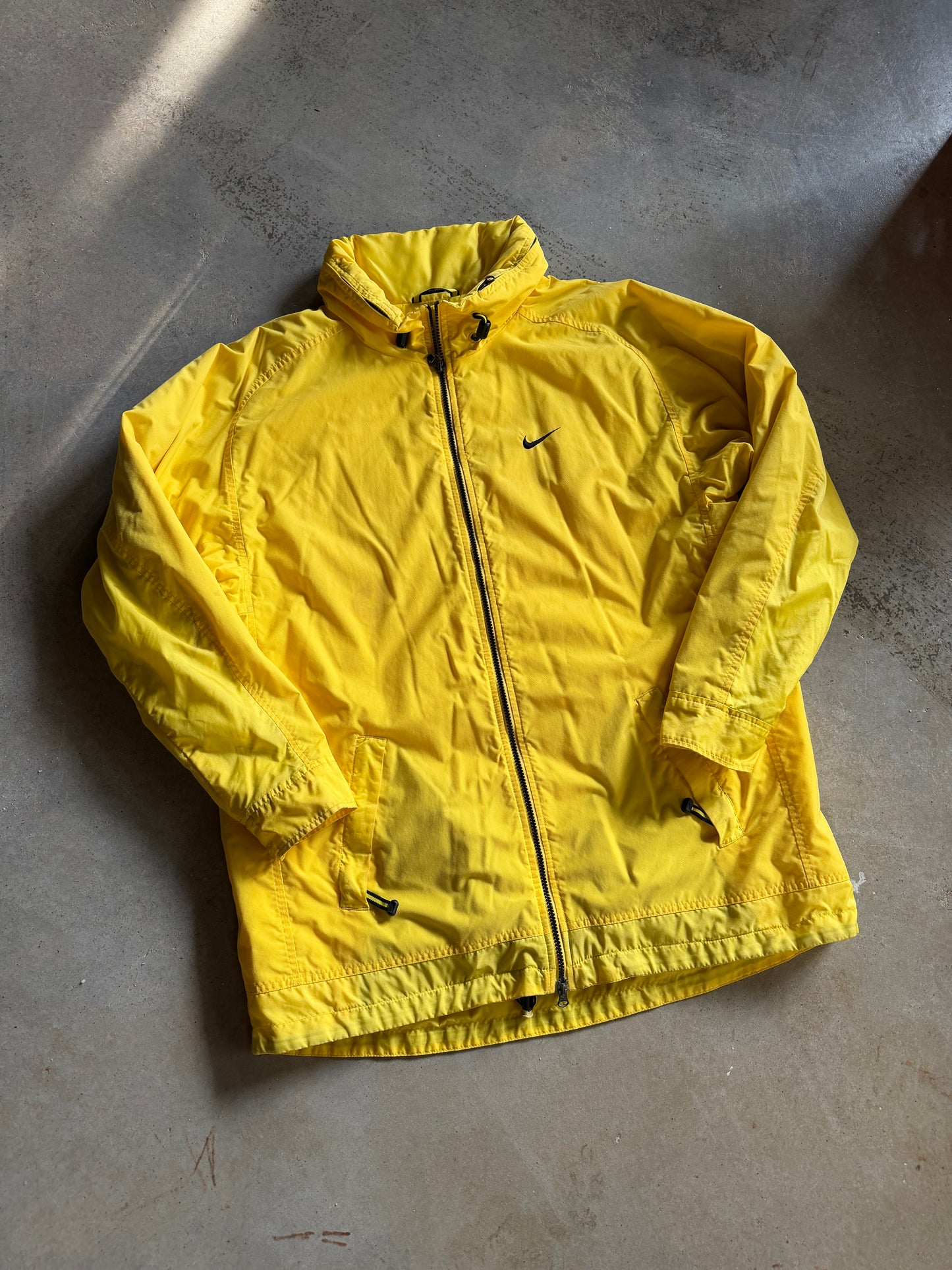 VTG Nike Yellow Trench Puffer Jacket Sz L/XL