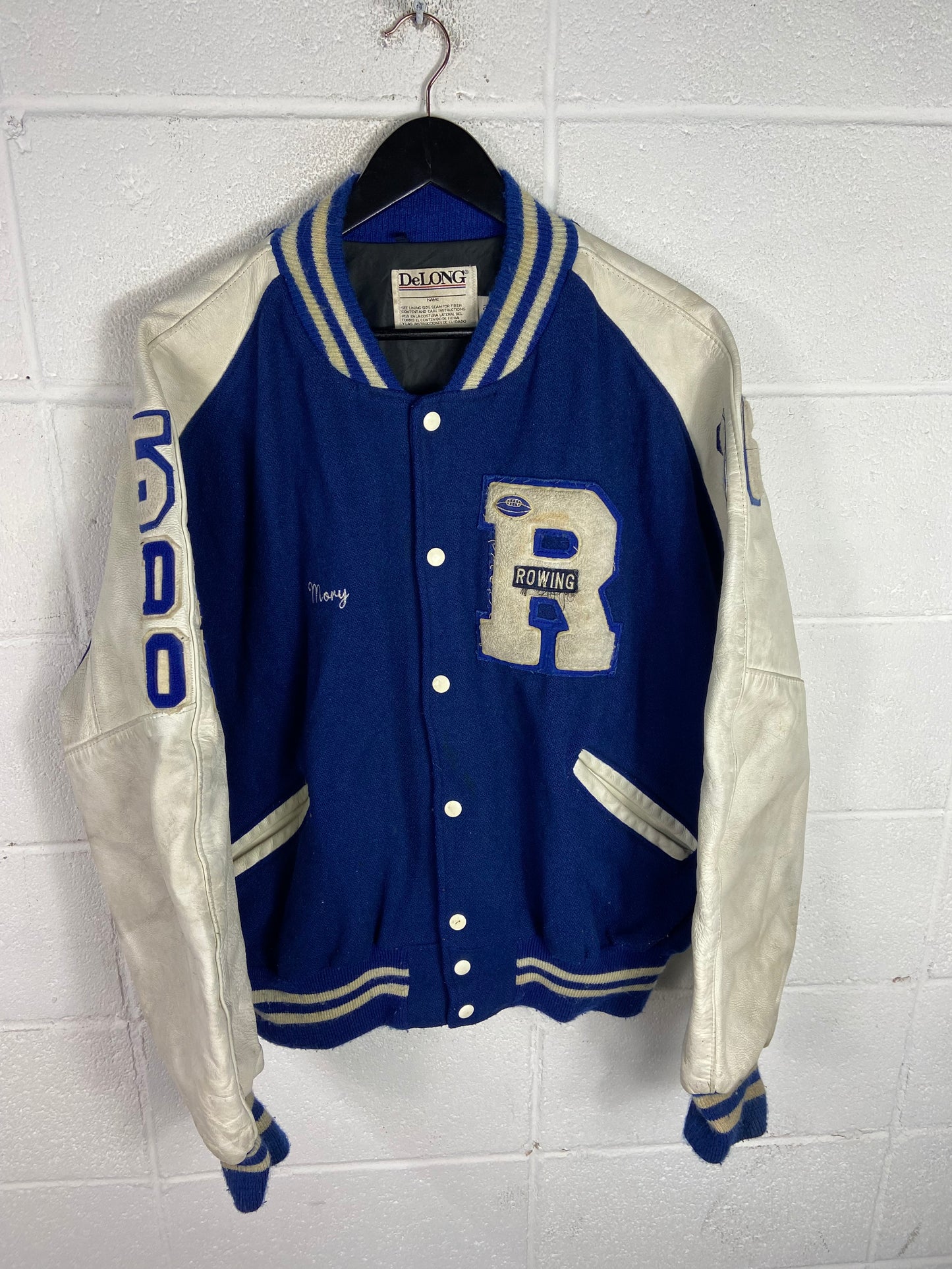 VTG Delong Blue Varsity Letterman Jacket Sz XXL