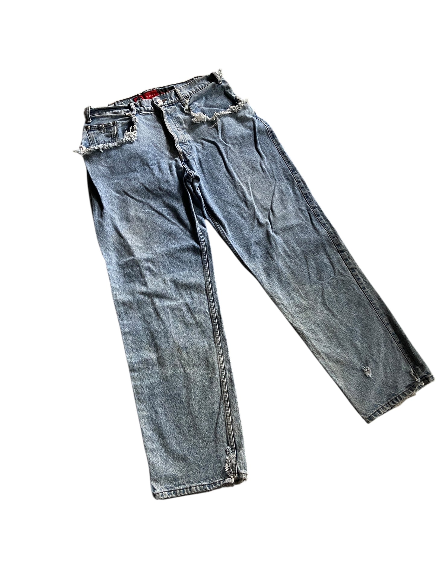 VTG Levis Silvertab Loos Thrashed Denim Jeans Sz 33x32