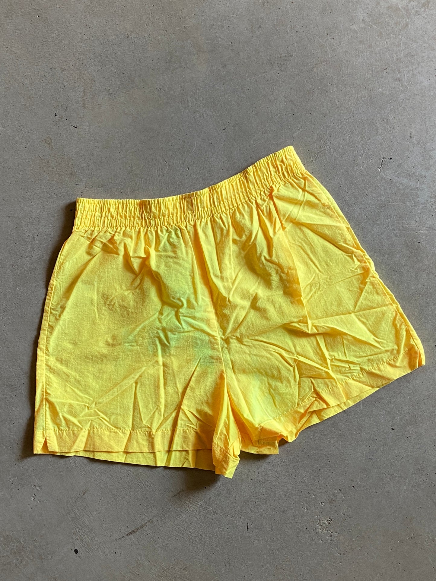VTG Pacific Connections Yellow Nylon Shorts Sz L
