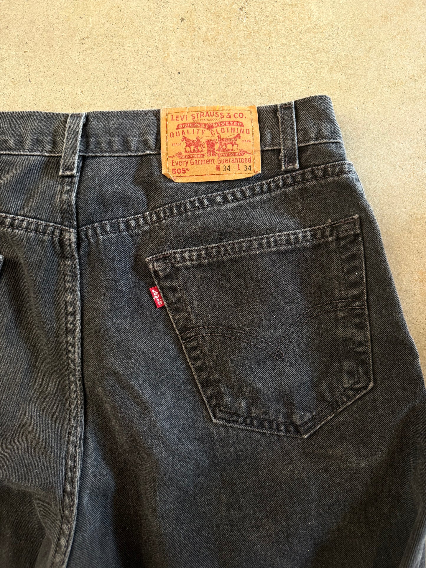VTG Levi's 505 Black Denim Jeans Sz 34x34