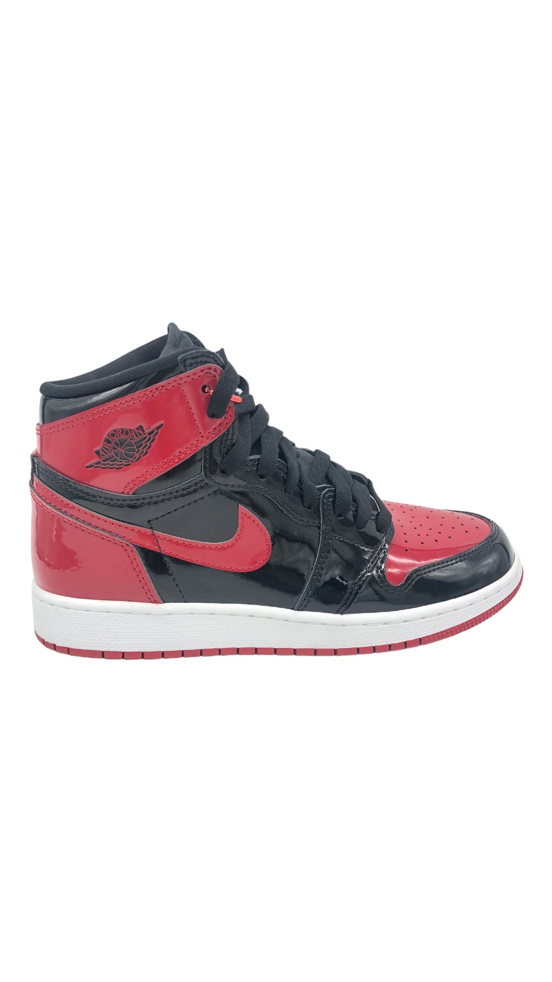 Preowned 2021 Air Jordan 1 Retro High OG GS 'Patent Bred' Sz 6.5Y/8W